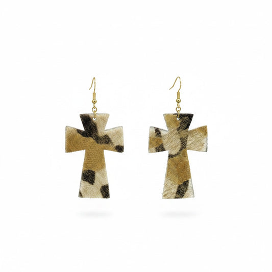 Gilded Zebra Cross Earrings