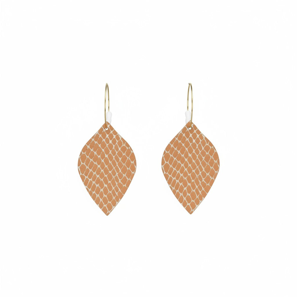 Apricot Gold Snake Leather Hoop Earrings