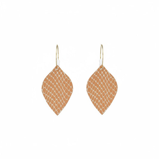 Apricot Gold Snake Leather Hoop Earrings