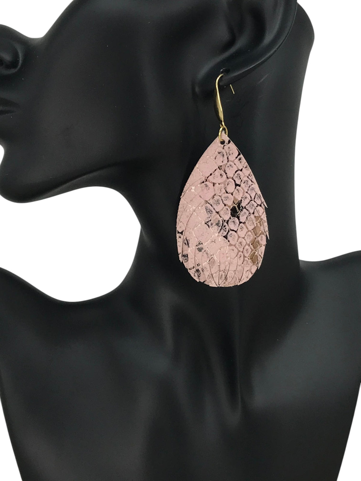 Pink Snake Leather Earrings