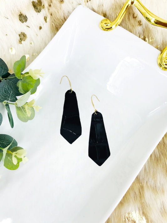 Black Genuine Leather Earrings - E19-2247