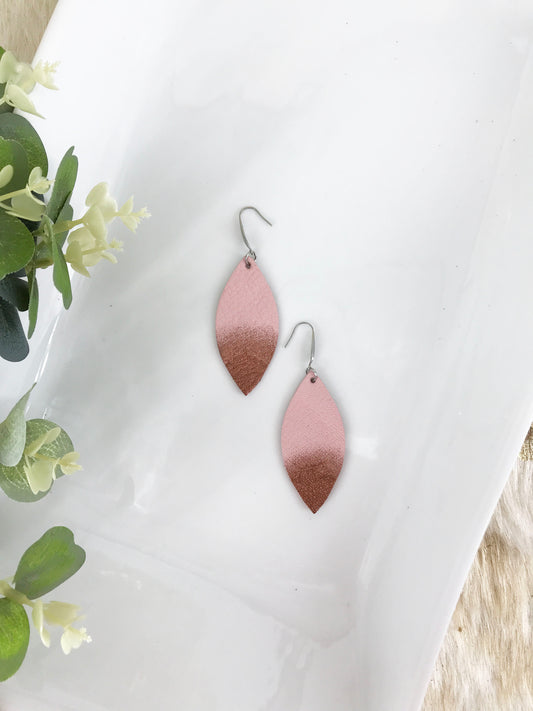 Pink Genuine Leather Painted Earrings - E19-224