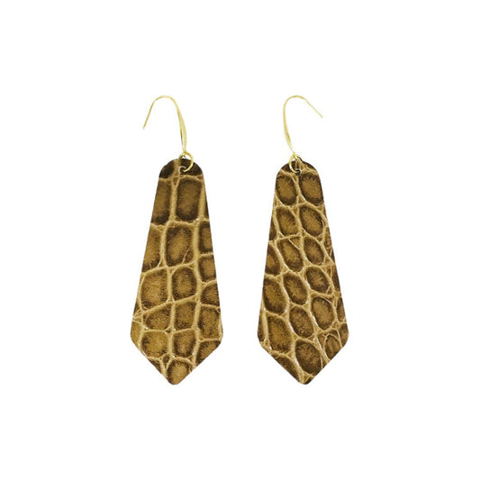 Mocha Alligator Statement Earrings