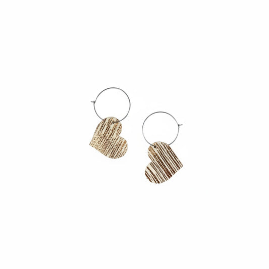 Rainy Day Rose Gold Heart Hoop Leather Earrings