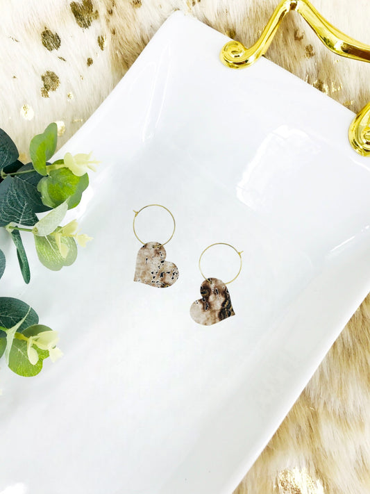 Driftwood Bark Leather Hoop Earrings - E19-2254