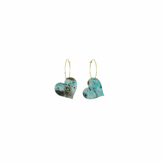 Moonlight Driftwood Heart Hoop Leather Earrings