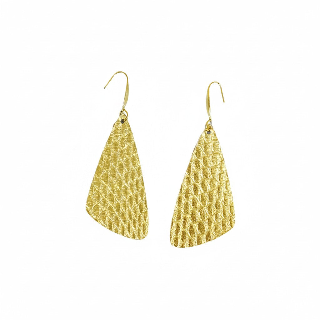 Gold Snake Leather Earrings