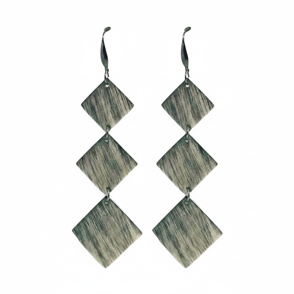 Salt & Pepper Triple Diamond Earrings