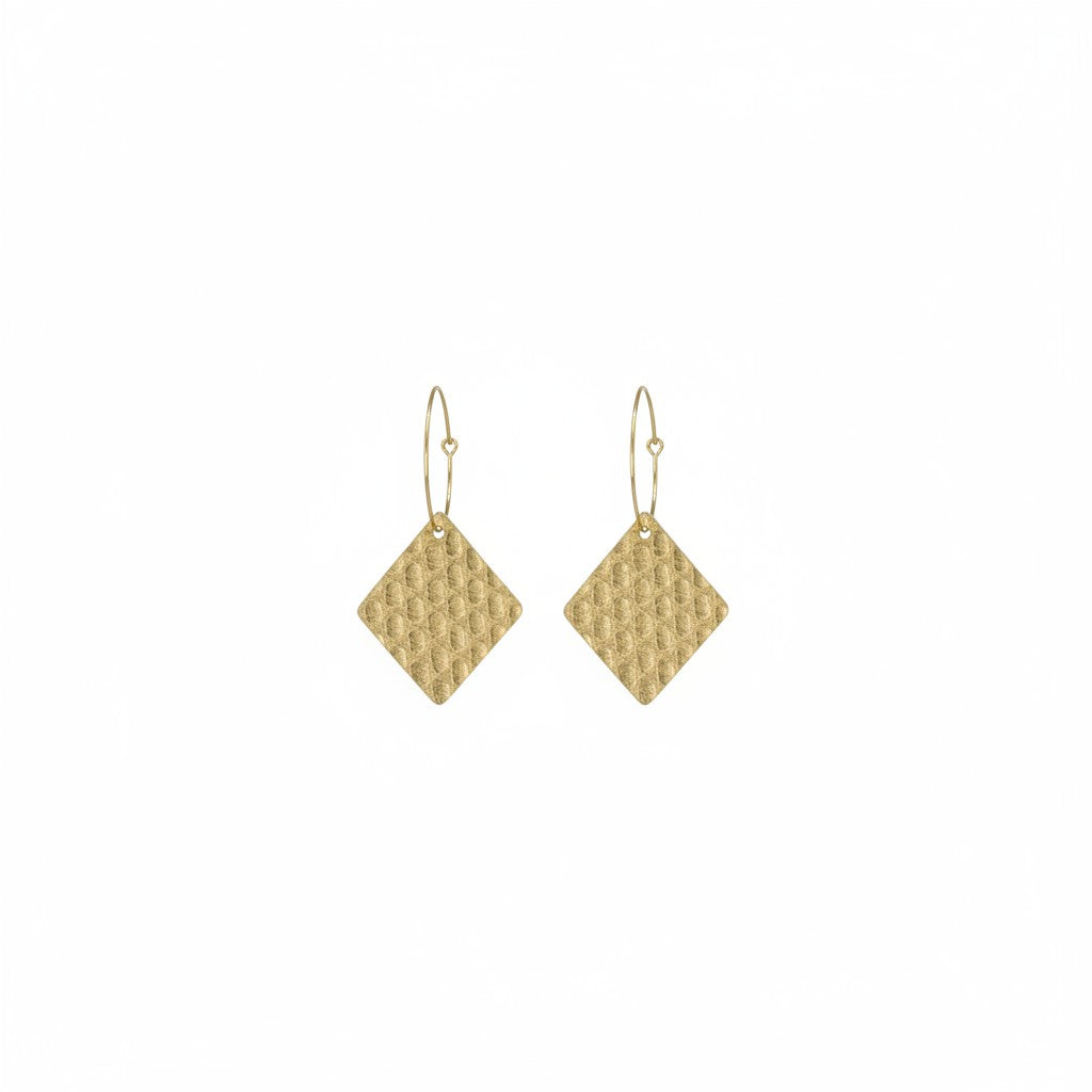 Gold Snake Leather Diamond Hoop Earrings