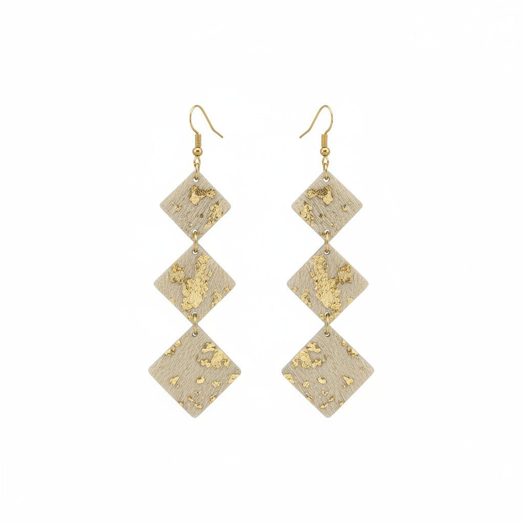 Golden Gleam Triple Diamond Earrings