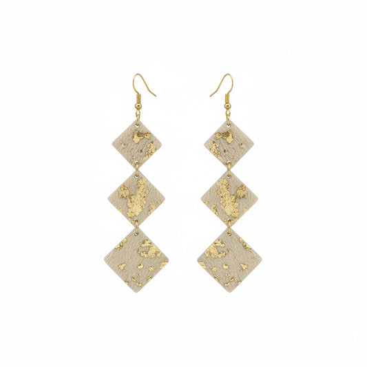 Golden Gleam Triple Diamond Earrings