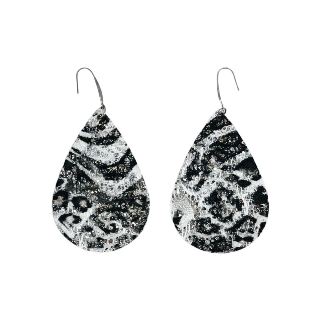 Wild Shimmer Leopard Teardrop Earrings