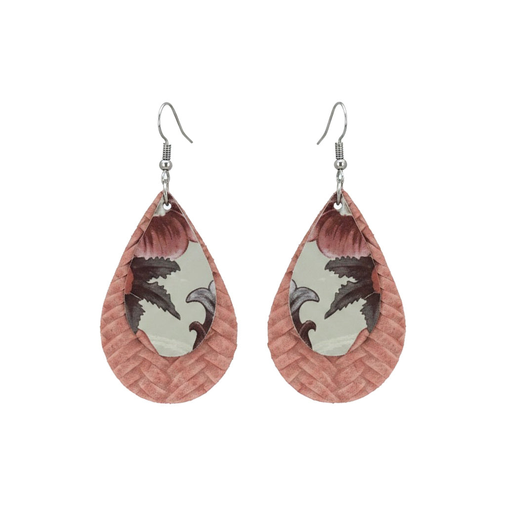 Pink Genuine Leather Earrings - E19-234