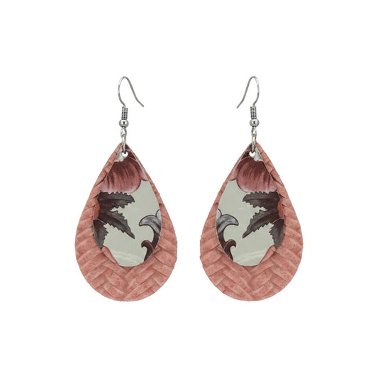 Pink Genuine Leather Earrings - E19-234
