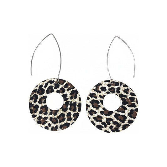 Chocolate Cheetah Circle Drop Earrings