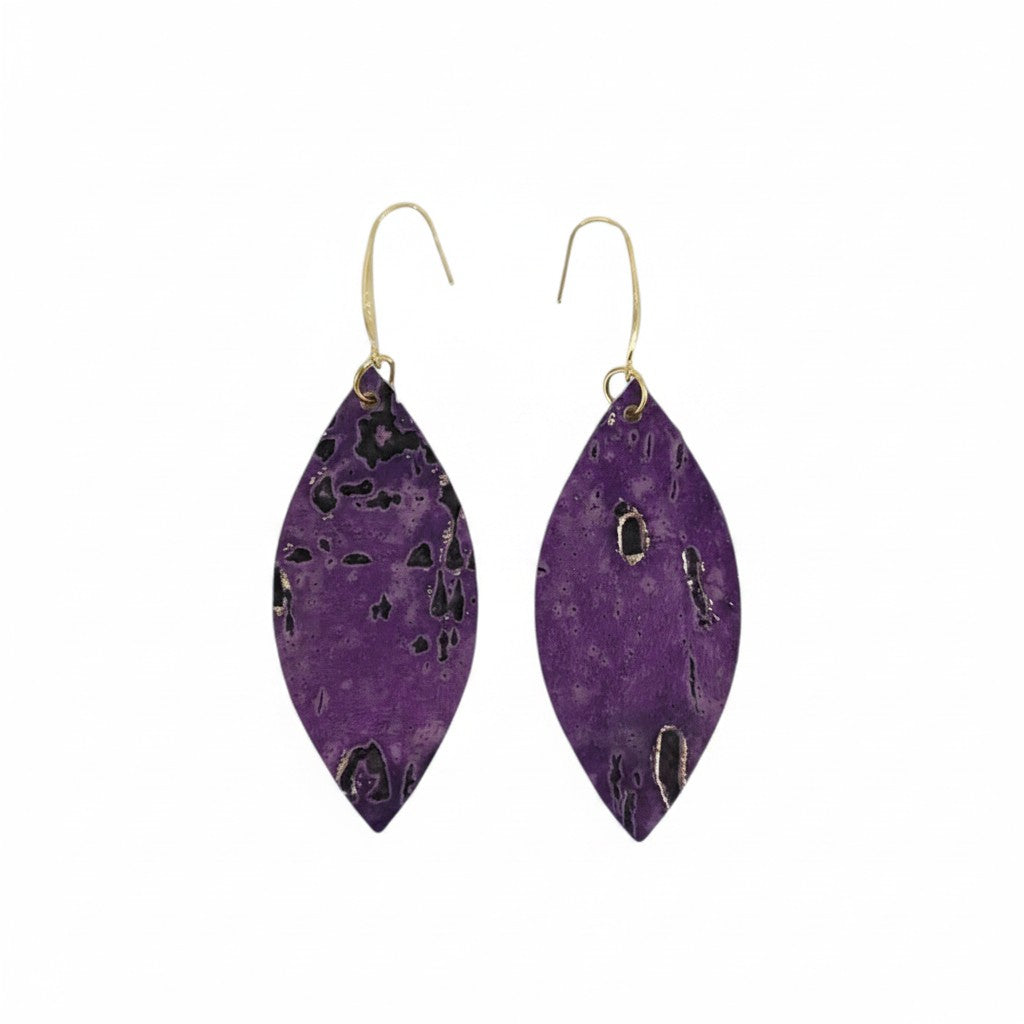 Lavender Wildwood Marquis Leather Earrings