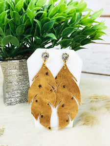 Crystal and Genuine Leather Stud Earrings - E19-2396