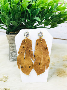 Crystal and Genuine Leather Stud Earrings - E19-2397