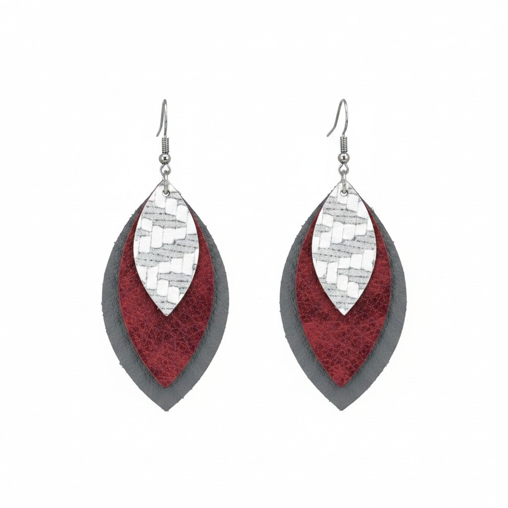 Leather Leaf Layered Earrings - E19-239