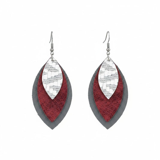 Leather Leaf Layered Earrings - E19-239