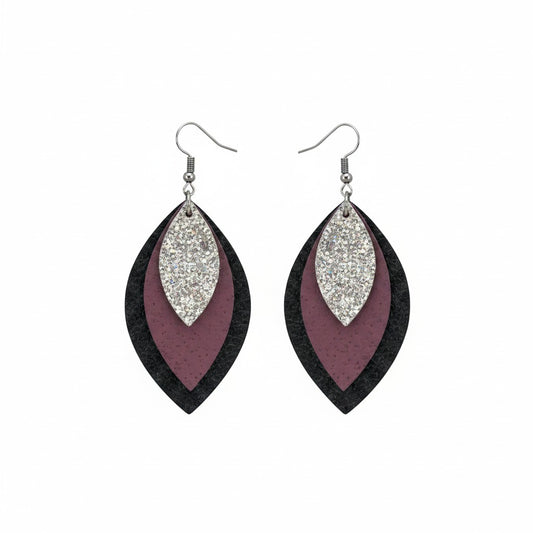 Midnight Mauve Spark Layered Earrings