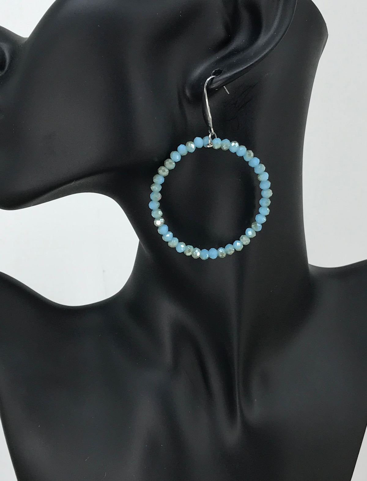 Soft Turquoise Glass Bead Hoop Earrings
