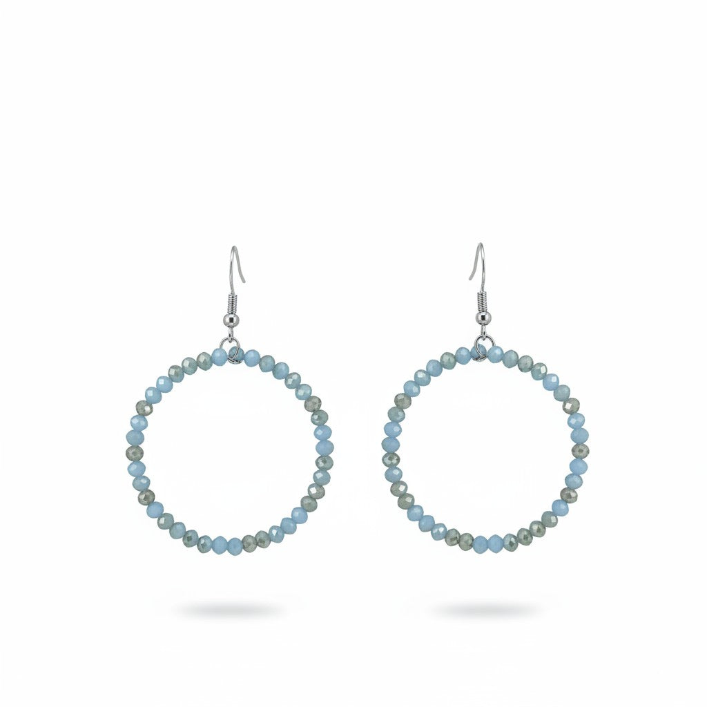 Soft Turquoise Glass Bead Hoop Earrings