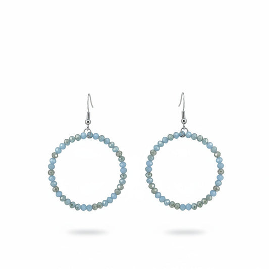 Soft Turquoise Glass Bead Hoop Earrings