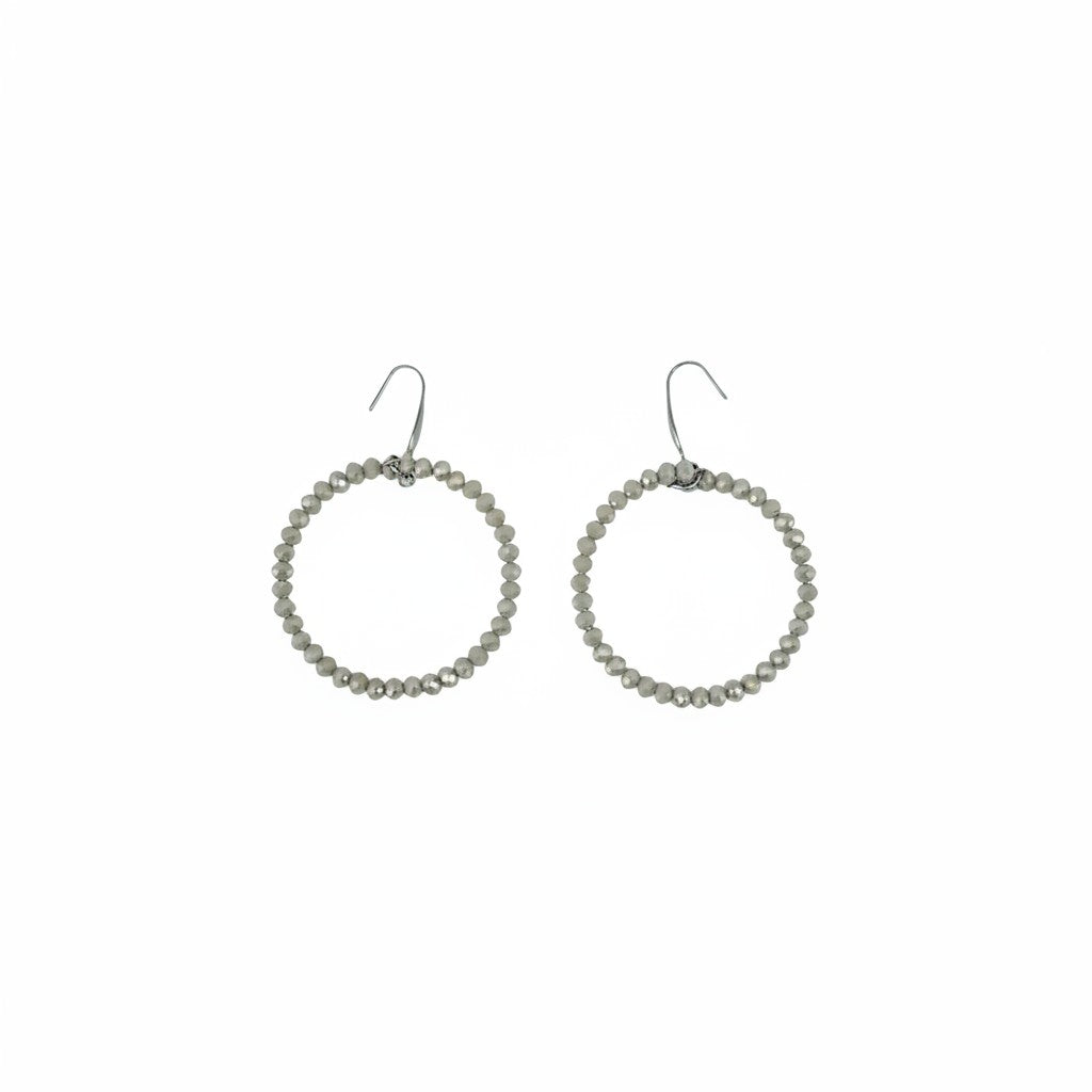 Rosy Brown Glass Bead Hoop Earrings