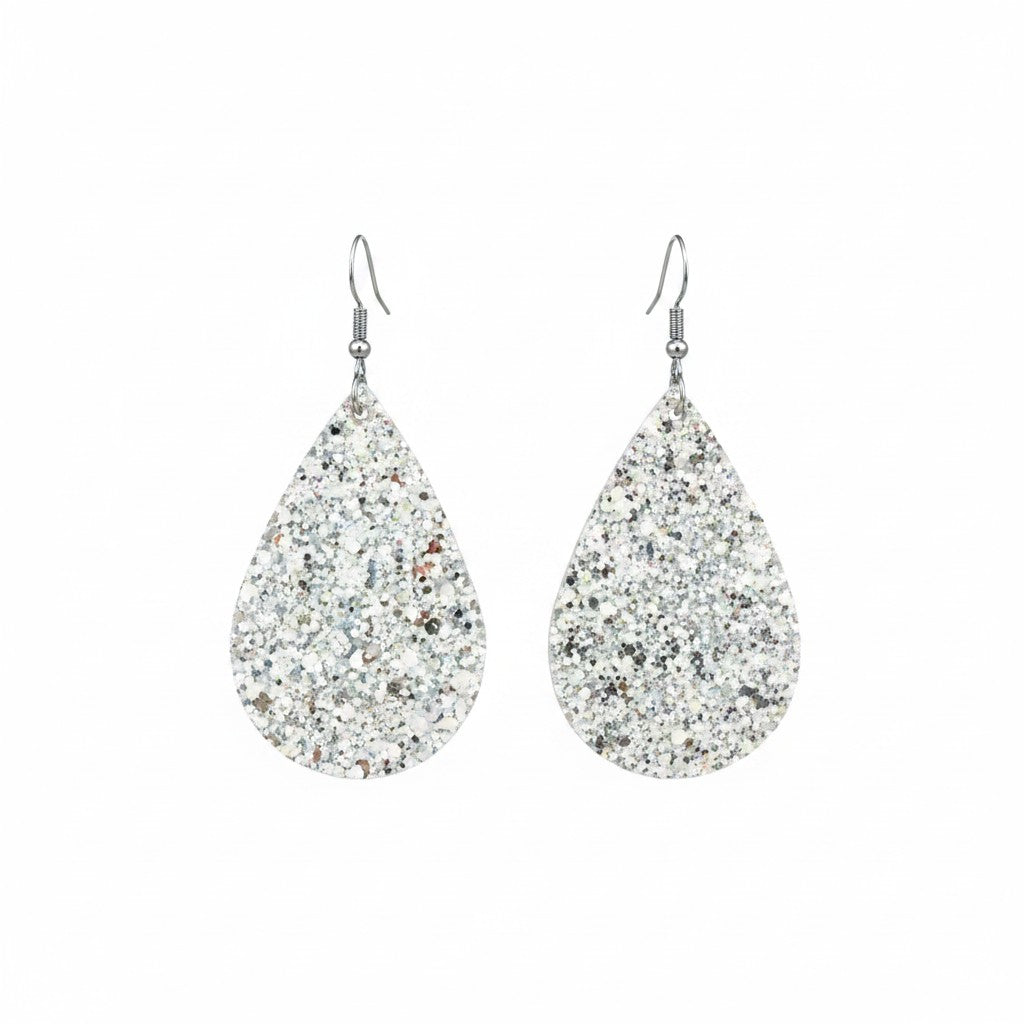 Winter Tide Glitter Teardrop Earrings