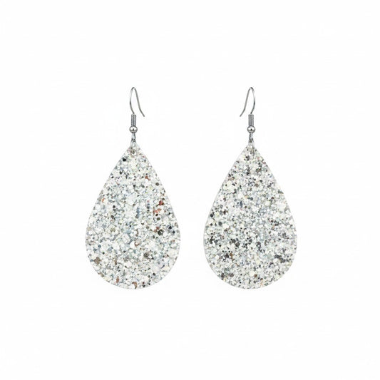 Winter Tide Glitter Teardrop Earrings