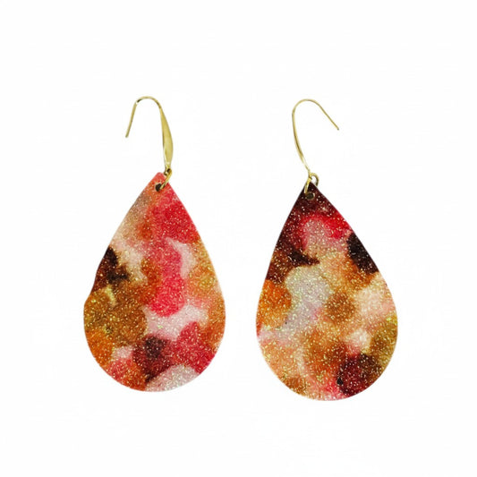Autumn Glow Fine Glitter Teardrop Earrings