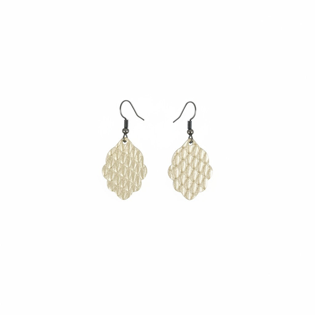 Platinum Snake Leather Mini Drop Earrings