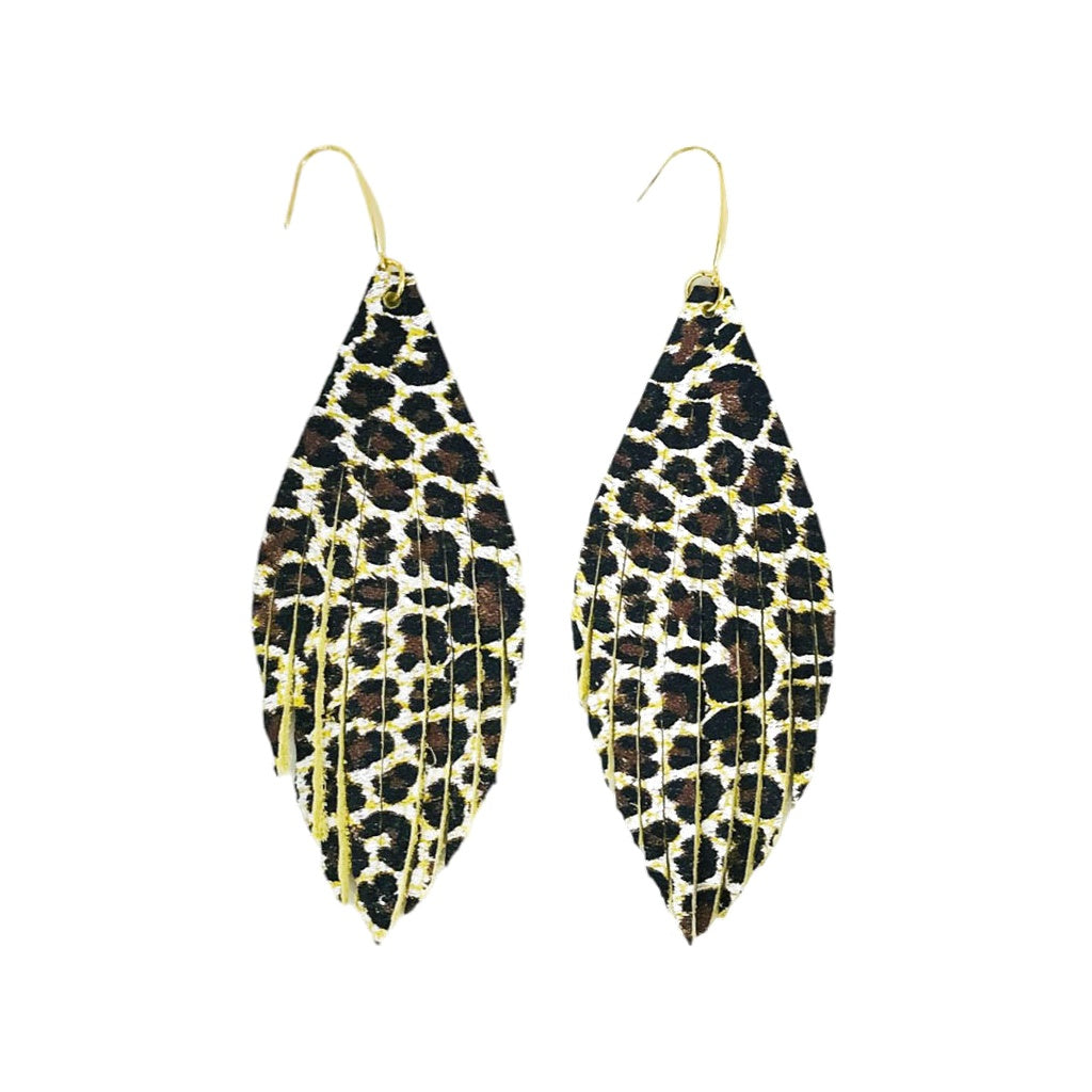Banana Leopard Fringe Statement Earrings