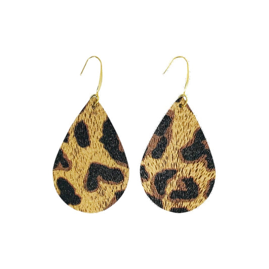 Burnt Umber Cheetah Teardrop Earrings