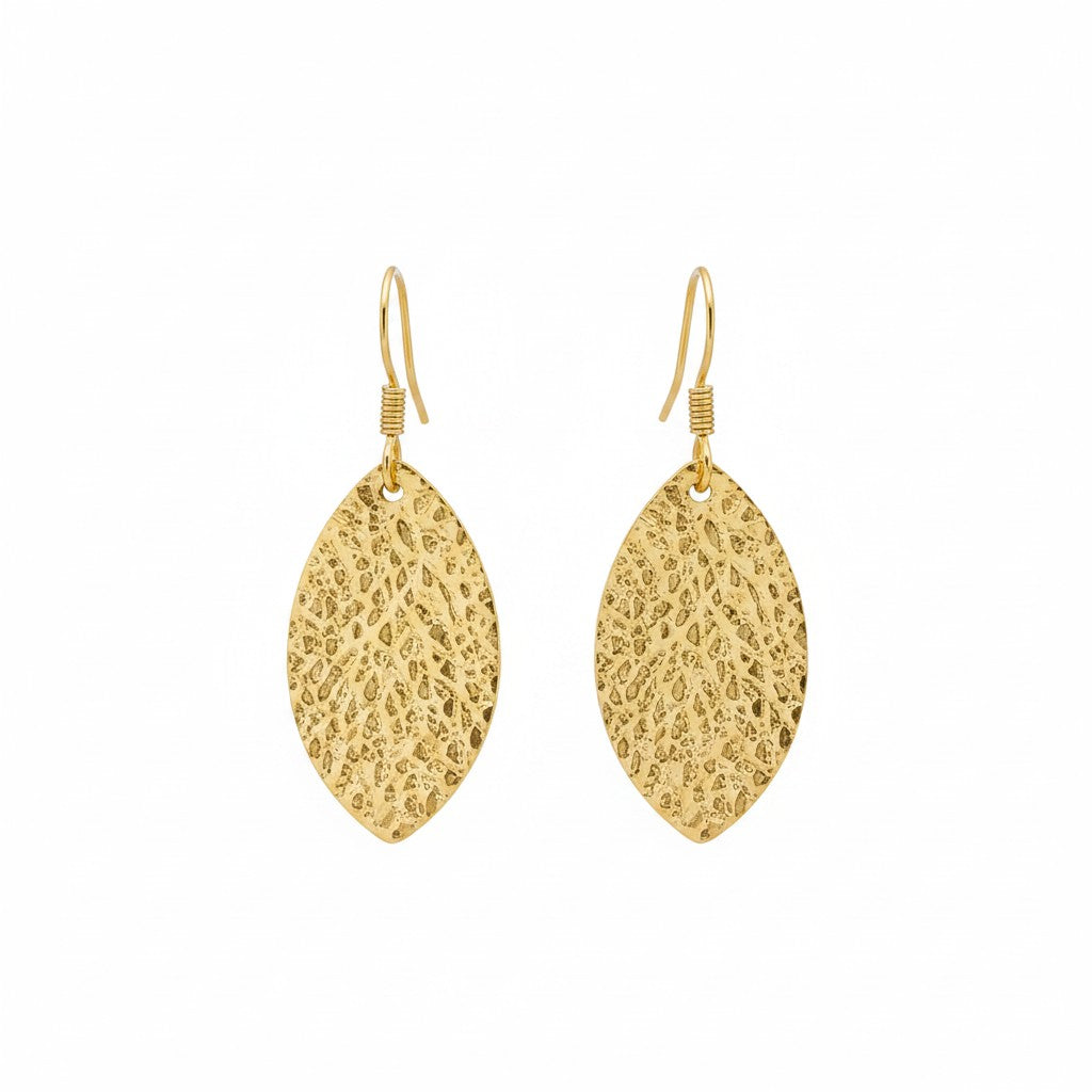 Pebbled Gold Leaf Leather Earrings