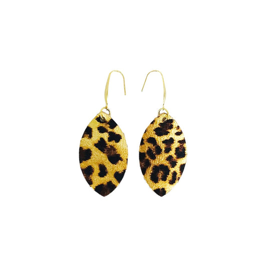 Gold Metallic Banana Leopard Petite Dangle Earrings