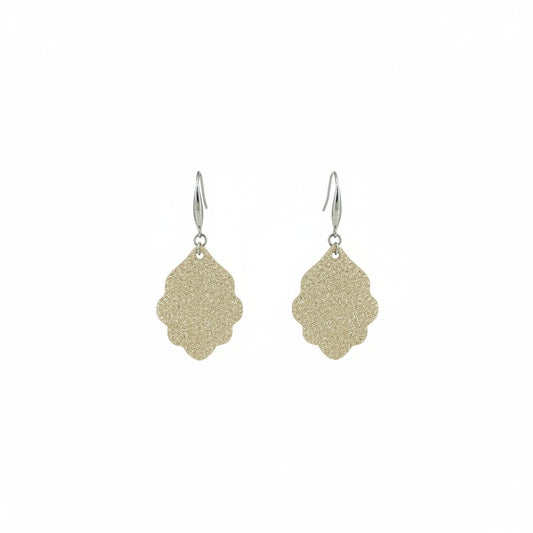 Champagne Sparkle Bloom Leather Earrings