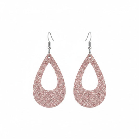 Pink Lemonade Sparkle Teardrop Leather Earrings