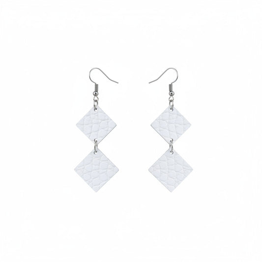 Matte White Snake Leather Earrings