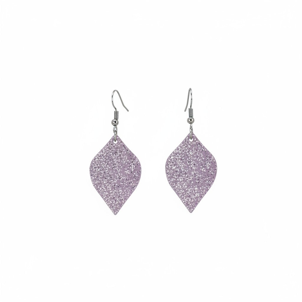Lilac Shimmer Marquis Leather Earrings