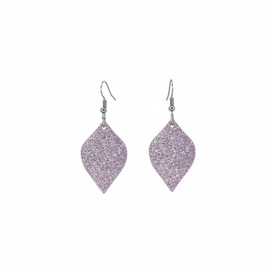 Lilac Shimmer Marquis Leather Earrings