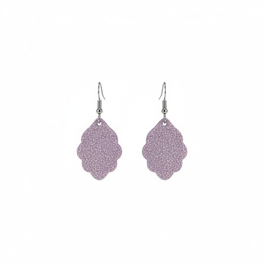 Lilac Sparkle Dazzle Leather Earrings