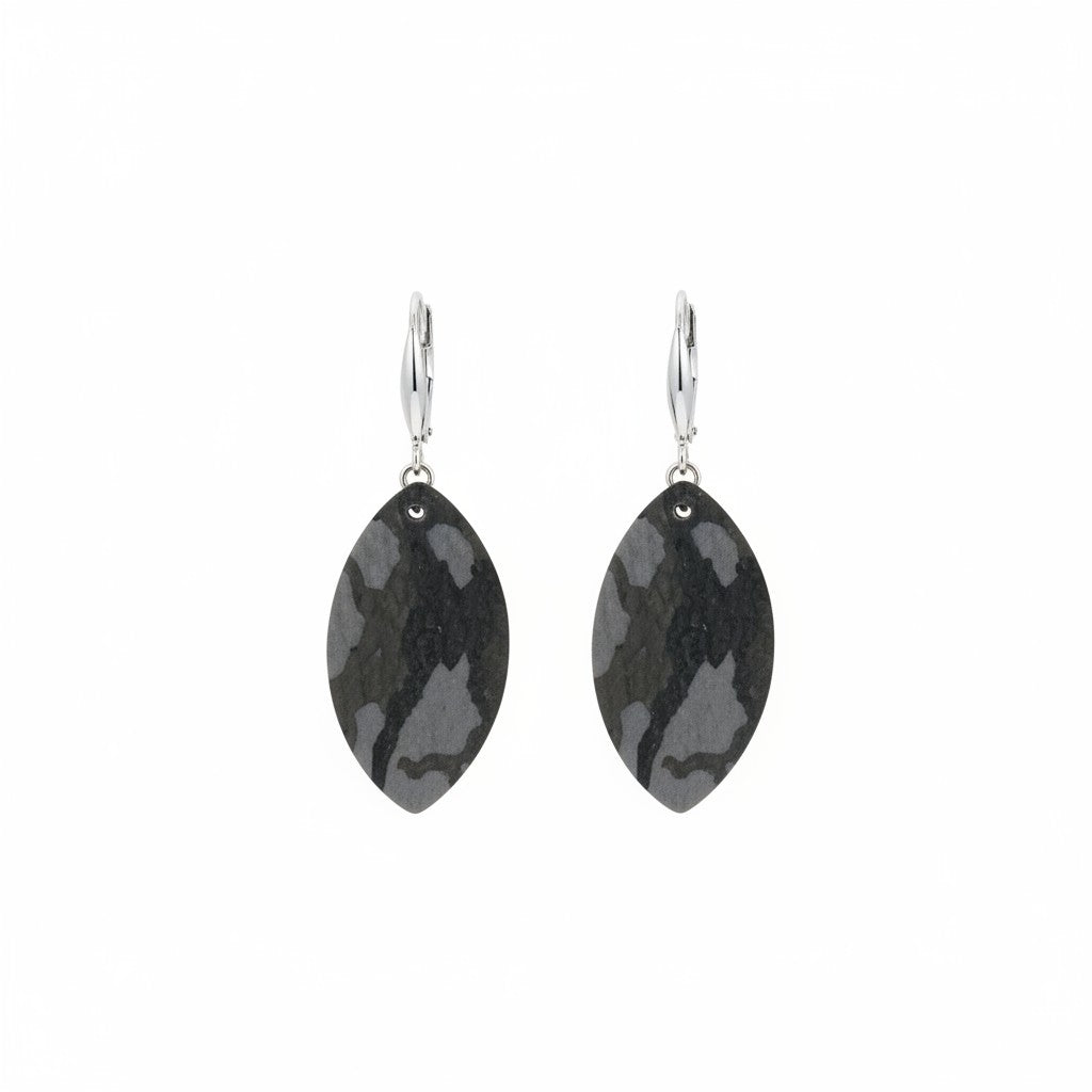 Jungle Gray Mini Camo Marquise Earrings