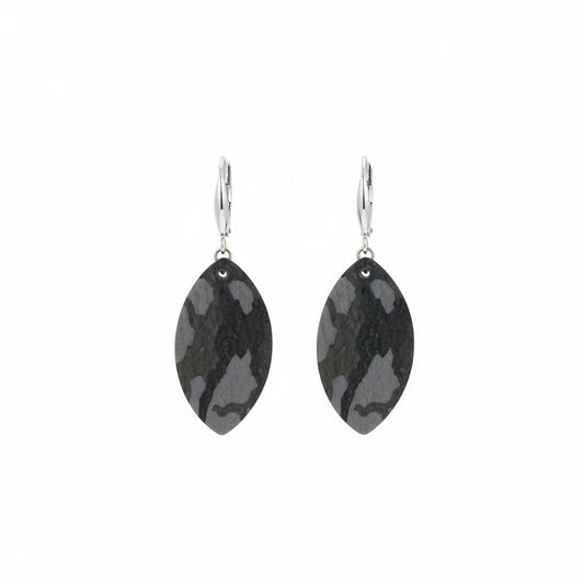 Jungle Gray Mini Camo Marquise Earrings
