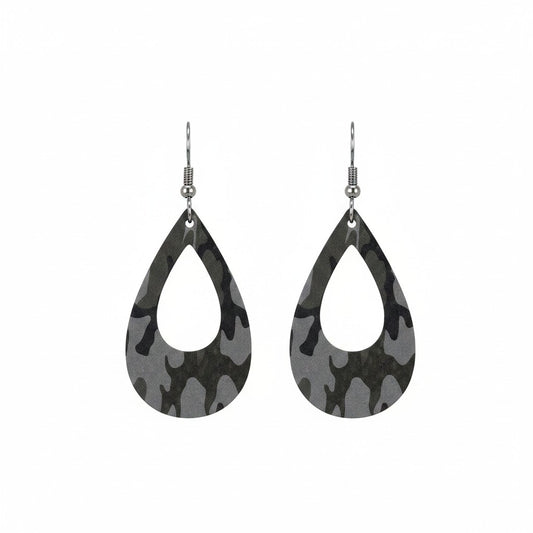 Jungle Gray Mini Camo Cutout Earrings