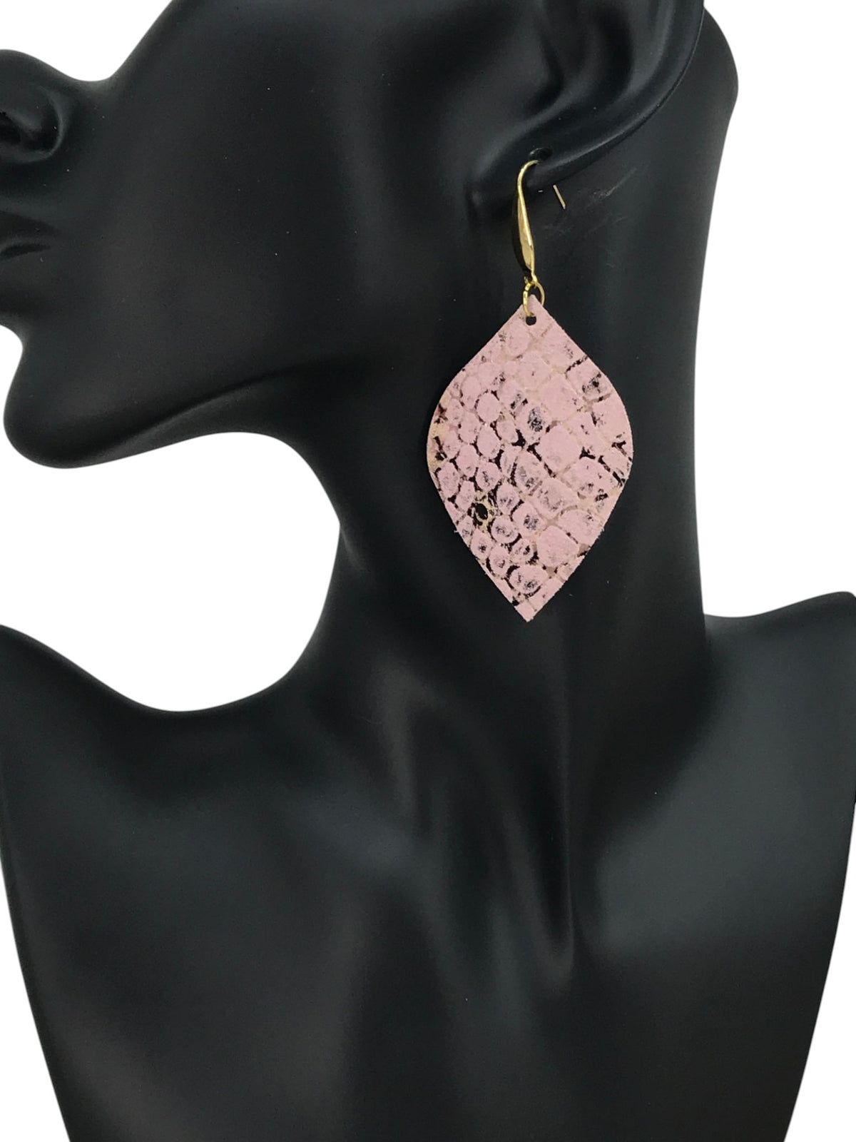 Pink Snake Leather Earrings