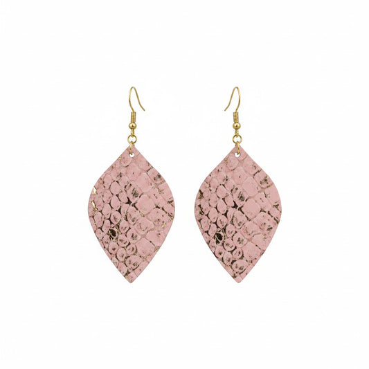Pink Snake Leather Earrings