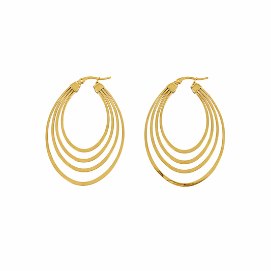 Layered Gold Oval Hoop Earrings