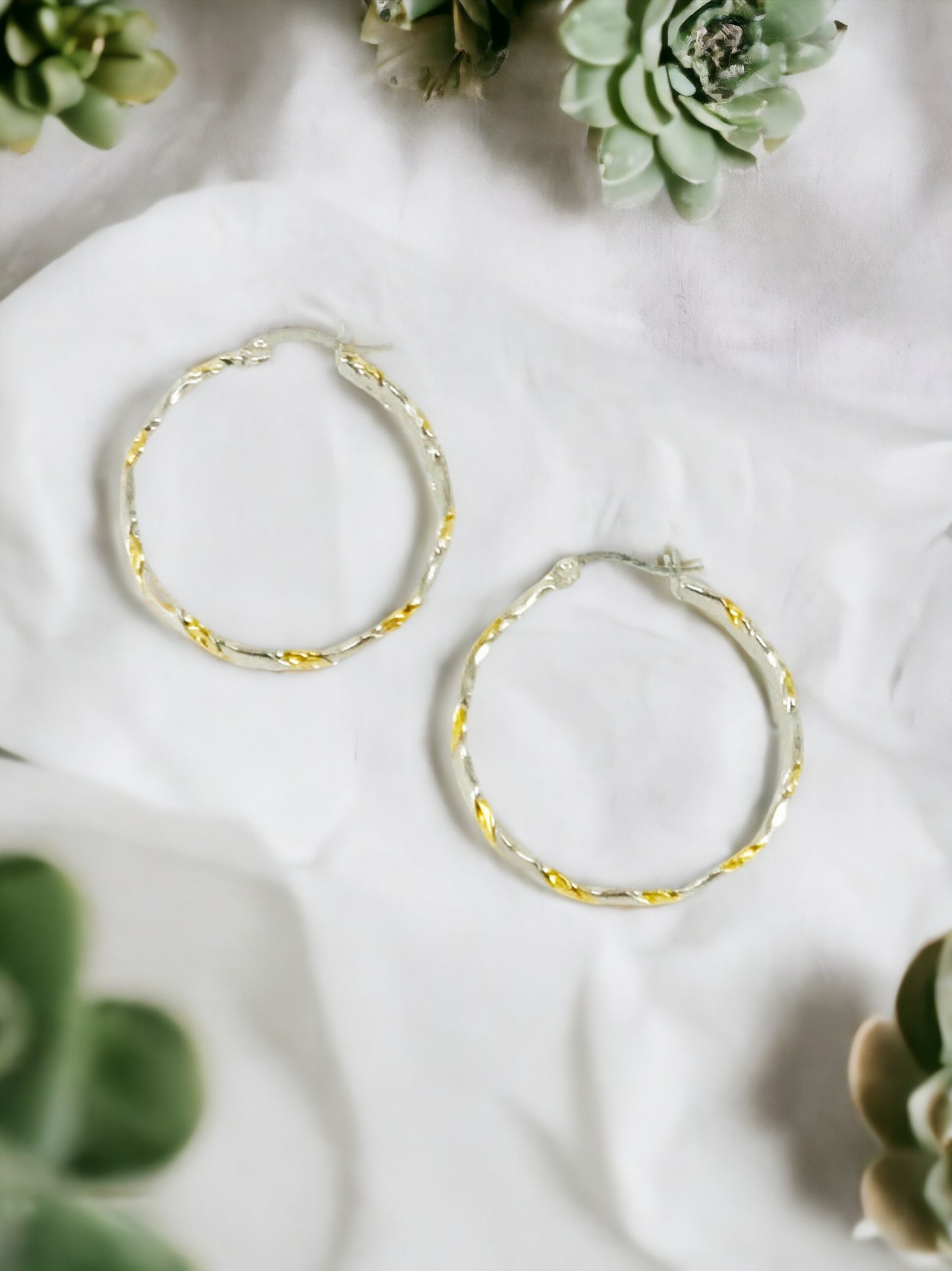 Textured Multi-Color Stainless Steel Hoop Earrings - E19-2640
